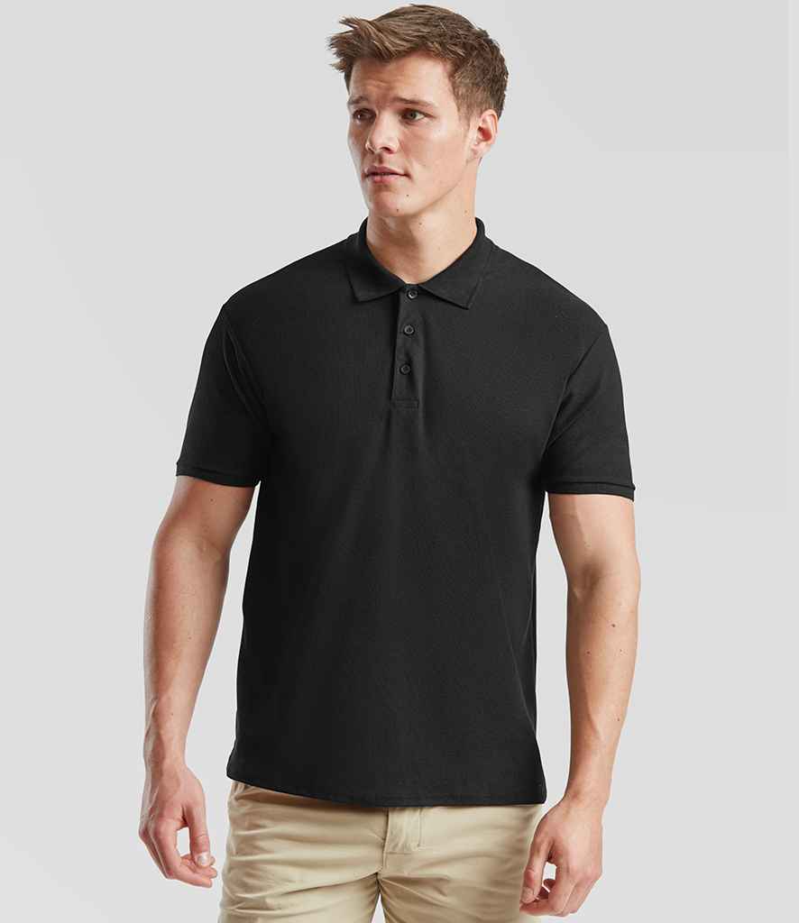 Fruit of the Loom Poly/Cotton Piqué Polo Shirt - Black