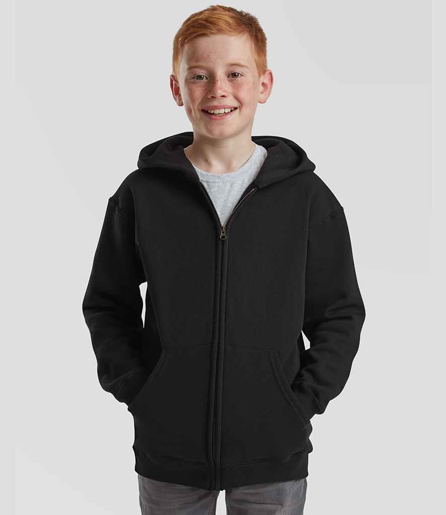 Fruit of the Loom Kids Classic Zip Hooded Sweatshirt - Black