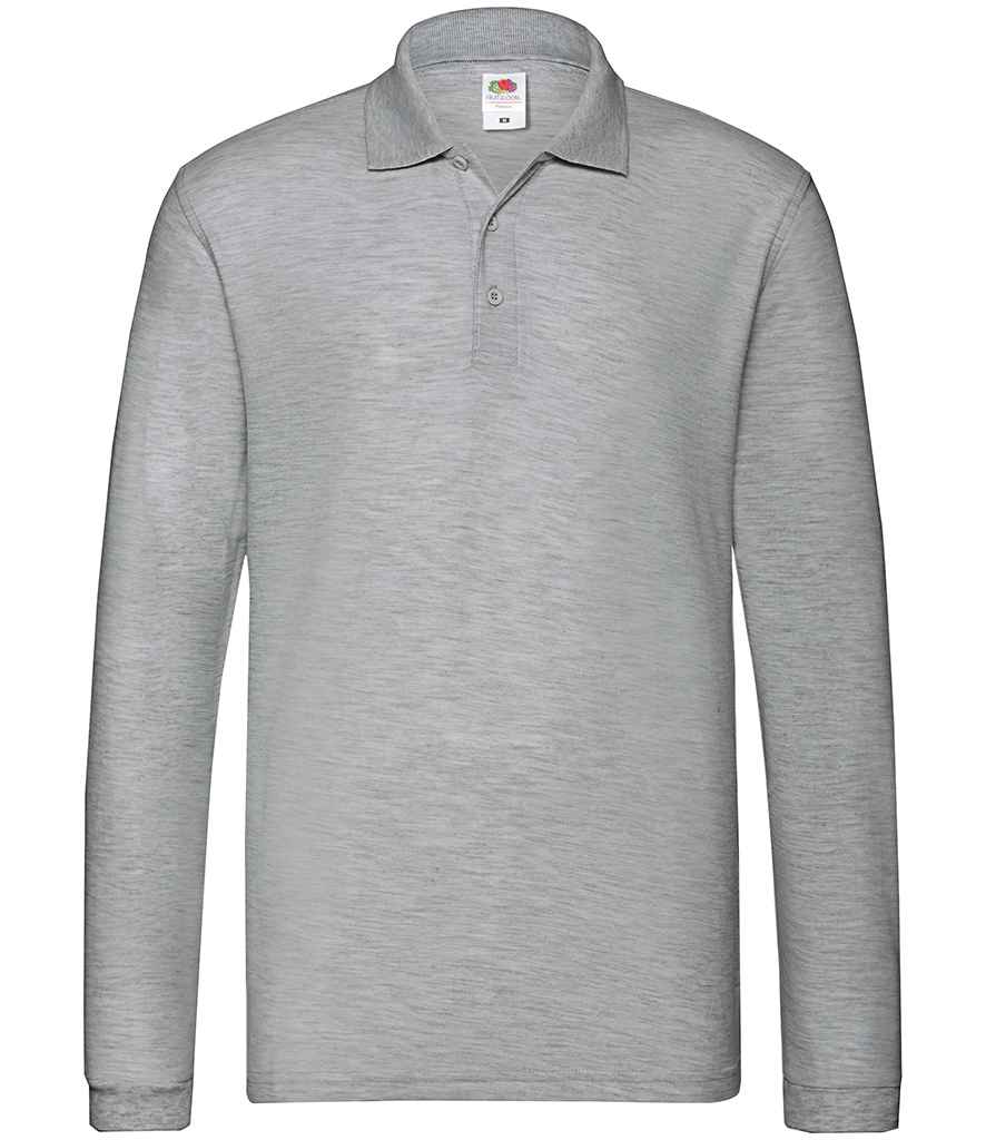 Fruit of the Loom Premium Long Sleeve Cotton Piqué Polo Shirt - Athletic Heather