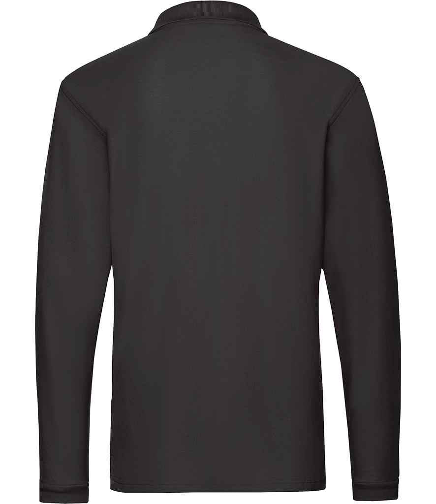 Fruit of the Loom Premium Long Sleeve Cotton Piqué Polo Shirt - Black