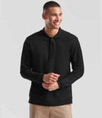Fruit of the Loom Premium Long Sleeve Cotton Piqué Polo Shirt - Black