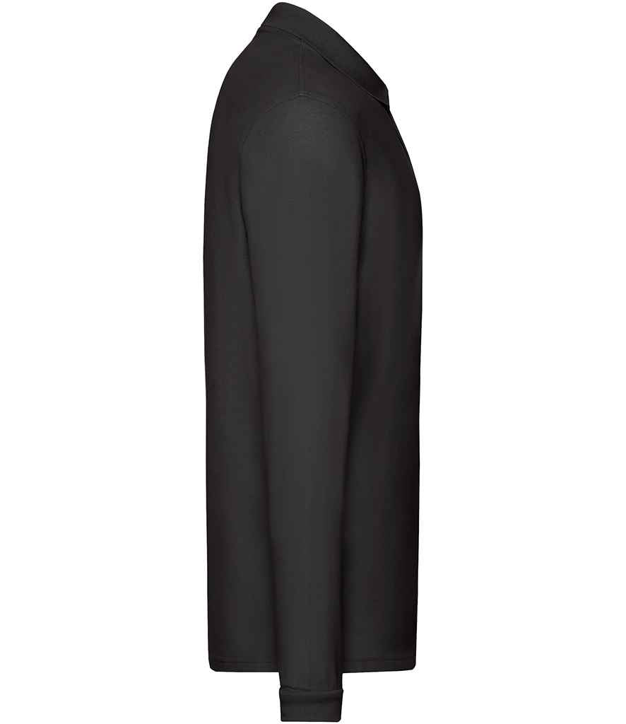 Fruit of the Loom Premium Long Sleeve Cotton Piqué Polo Shirt - Black