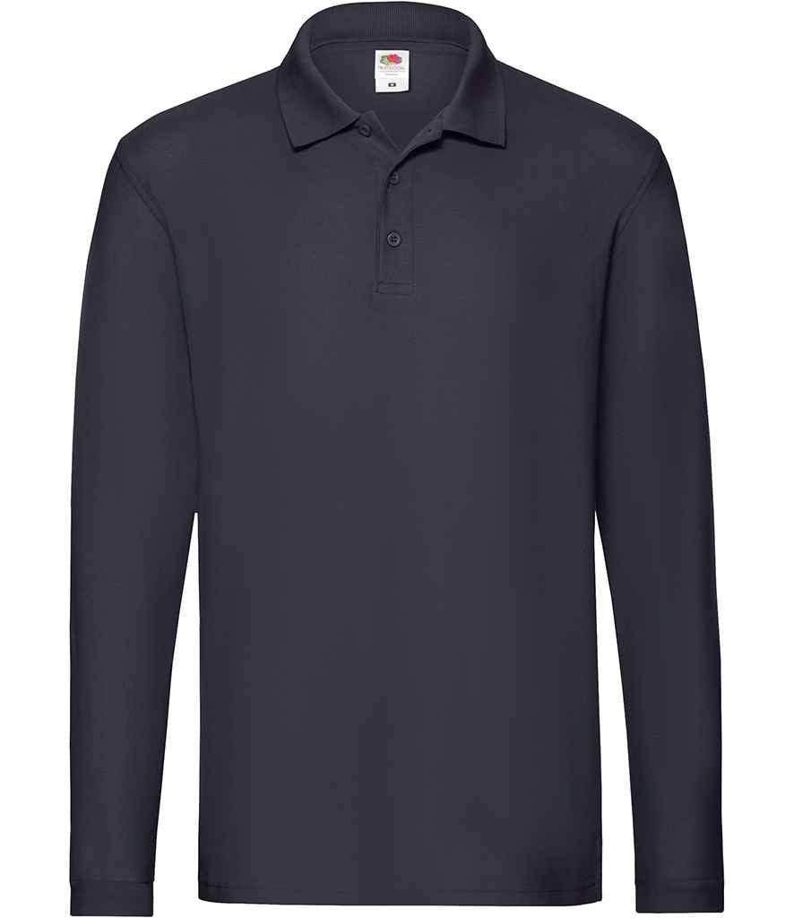 Fruit of the Loom Premium Long Sleeve Cotton Piqué Polo Shirt - Deep Navy