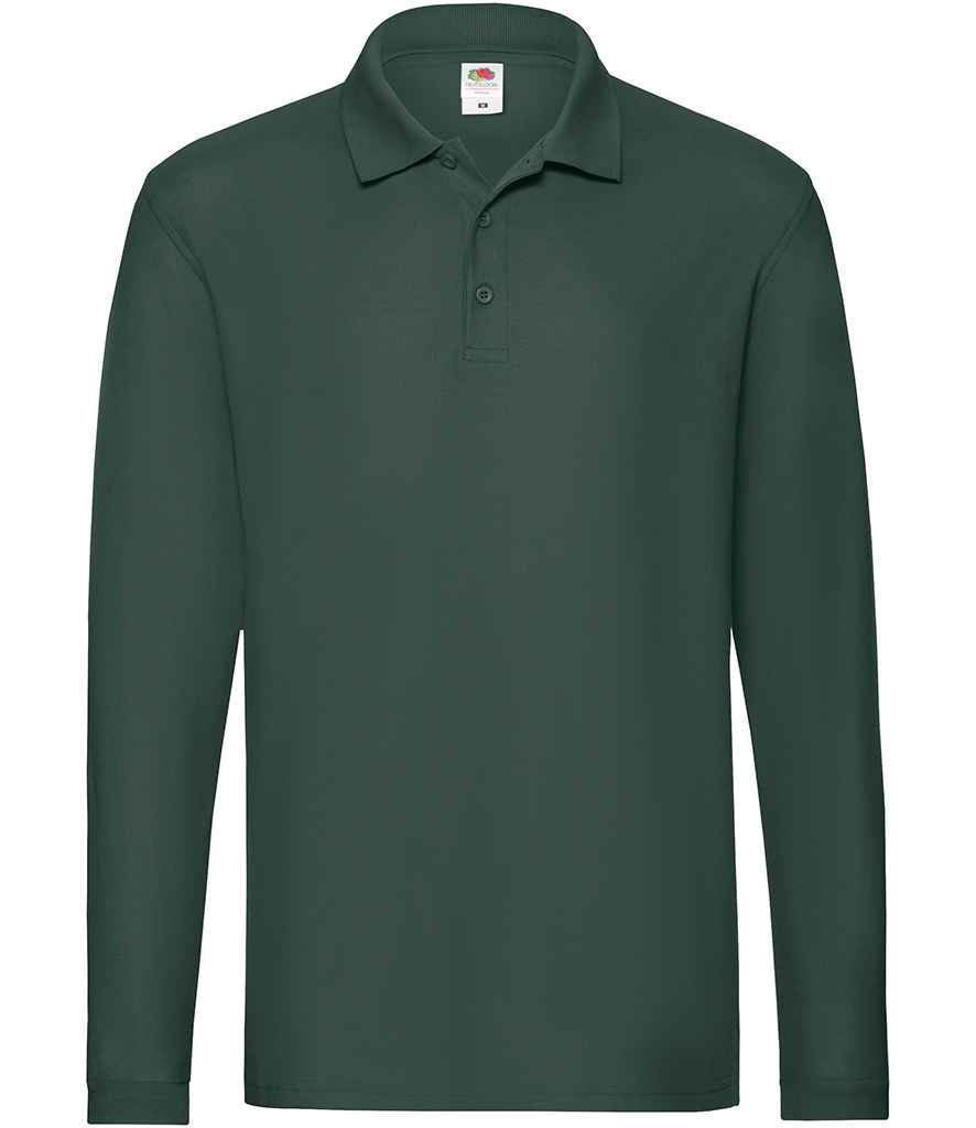 Fruit of the Loom Premium Long Sleeve Cotton Piqué Polo Shirt - Forest Green