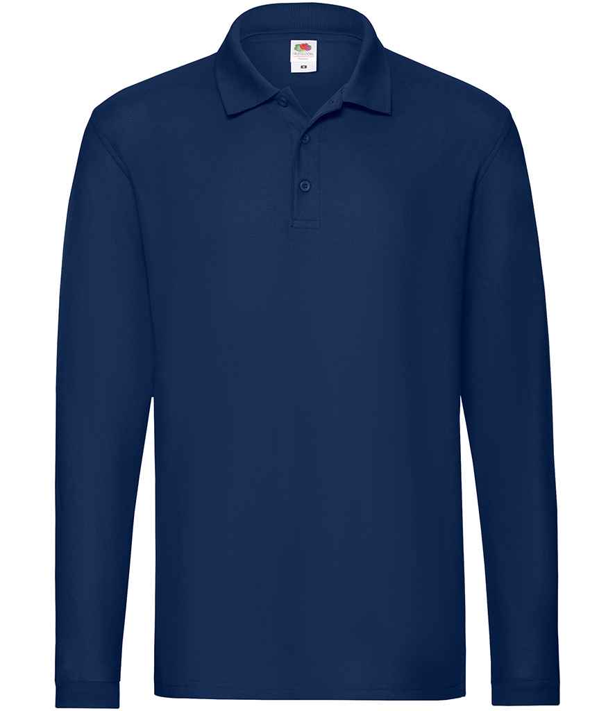 Fruit of the Loom Premium Long Sleeve Cotton Piqué Polo Shirt - Navy