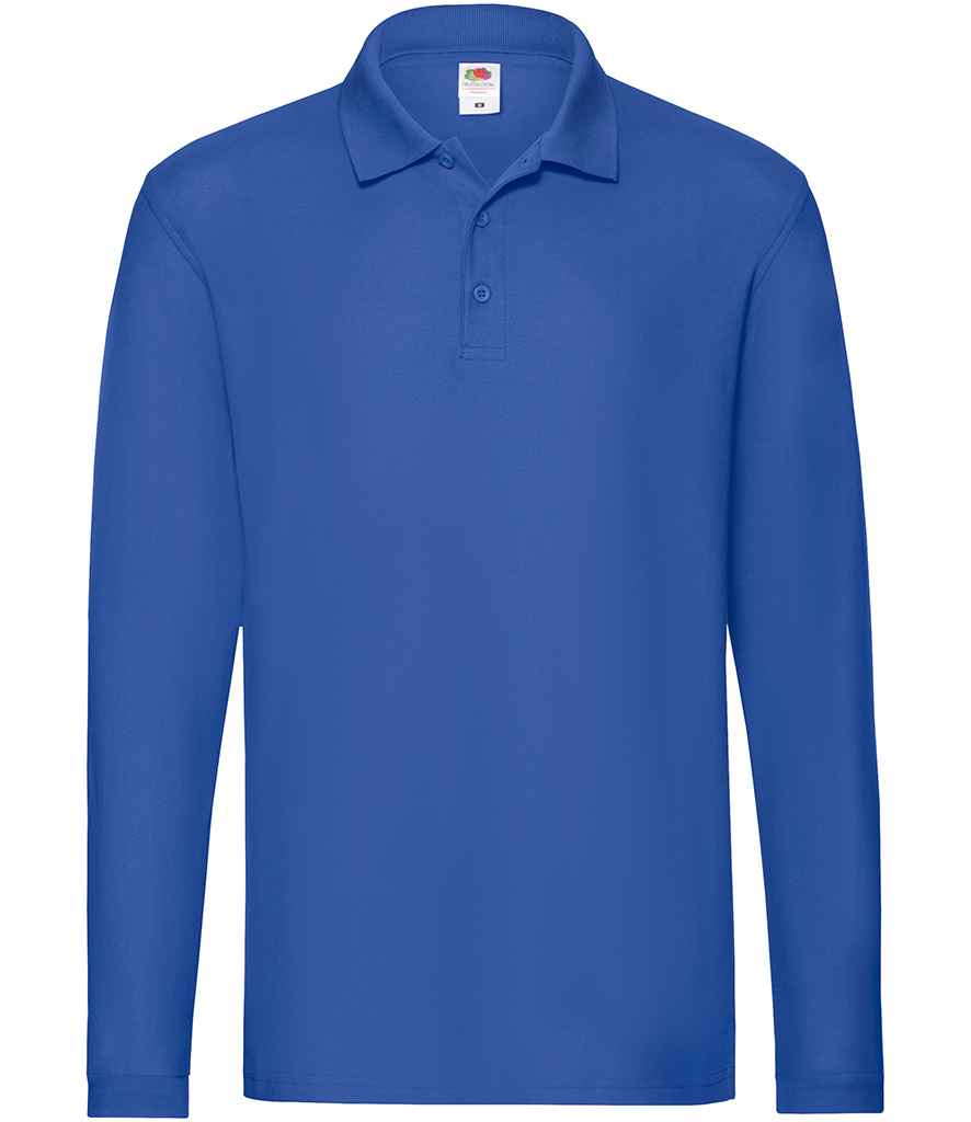 Fruit of the Loom Premium Long Sleeve Cotton Piqué Polo Shirt - Royal Blue