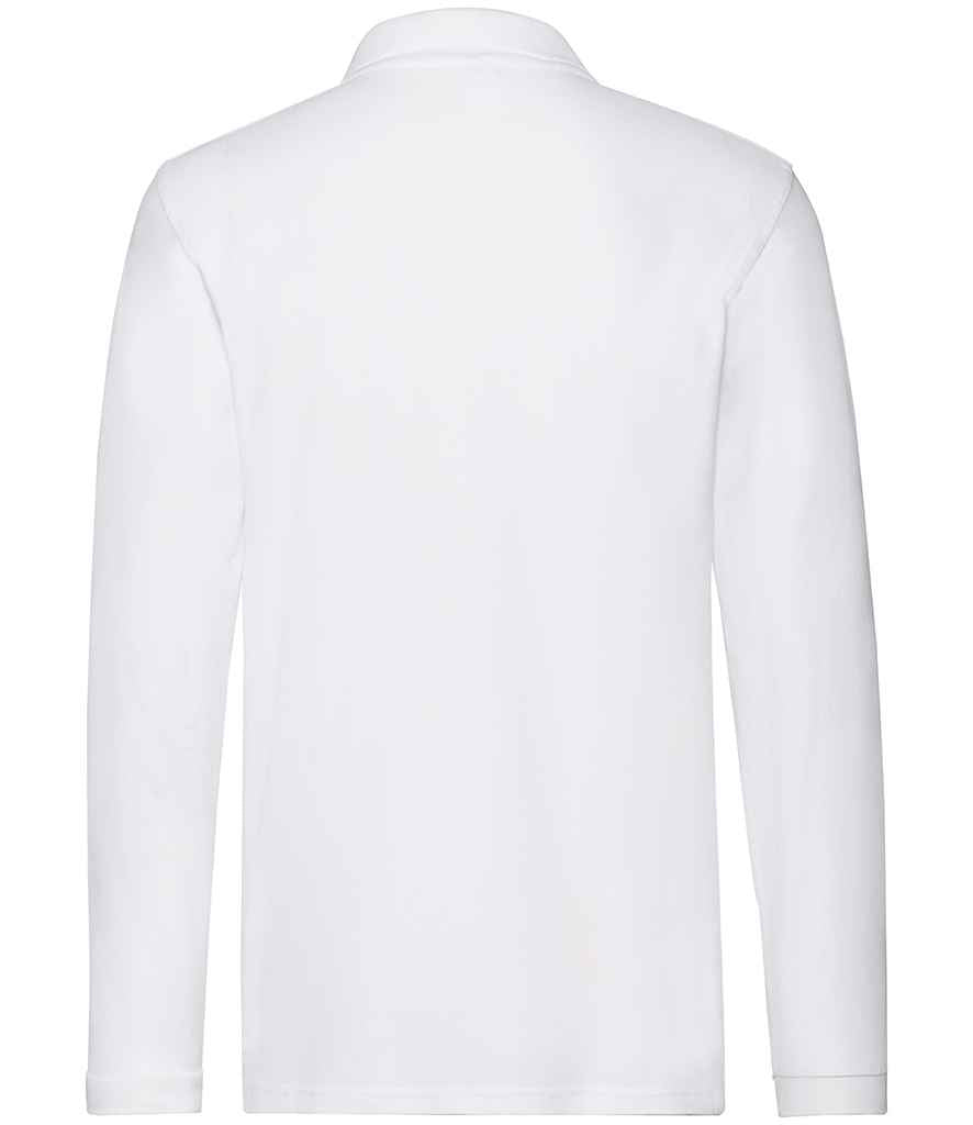 Fruit of the Loom Premium Long Sleeve Cotton Piqué Polo Shirt - White
