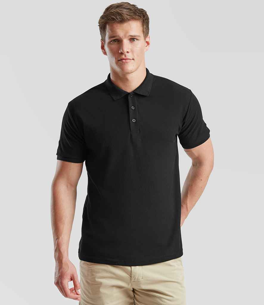 Fruit of the Loom Heavy Poly/Cotton Piqué Polo Shirt - Black