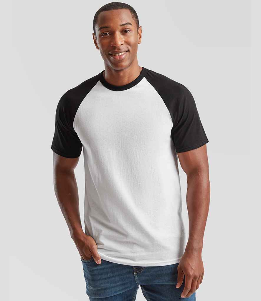 Fruit of the Loom Contrast Baseball T-Shirt - White/Black