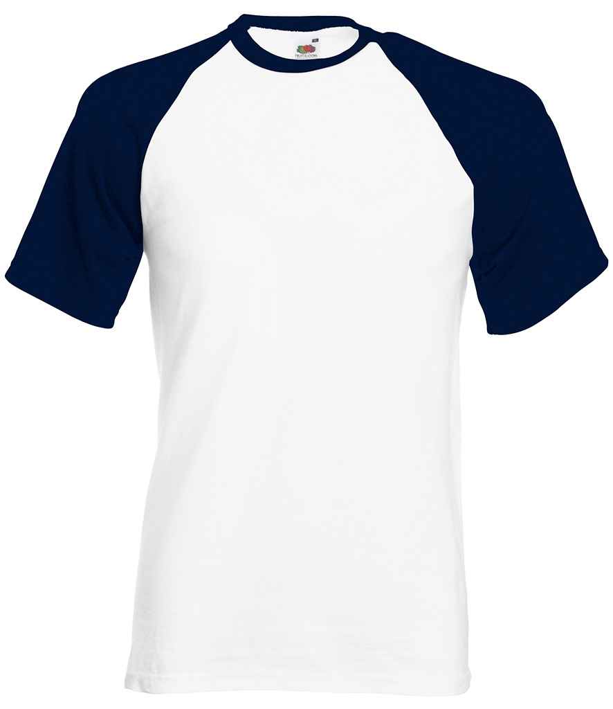 Fruit of the Loom Contrast Baseball T-Shirt - White/Deep Navy