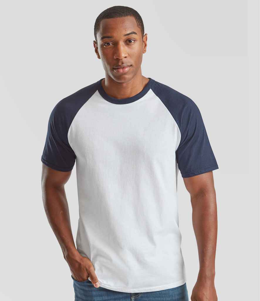Fruit of the Loom Contrast Baseball T-Shirt - White/Deep Navy