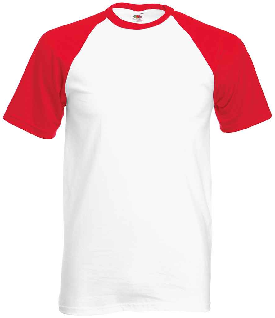 Fruit of the Loom Contrast Baseball T-Shirt - White/Red
