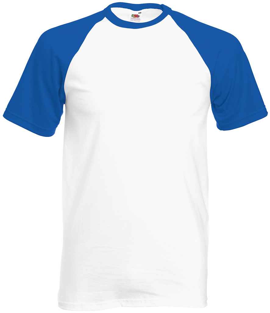 Fruit of the Loom Contrast Baseball T-Shirt - White/Royal Blue