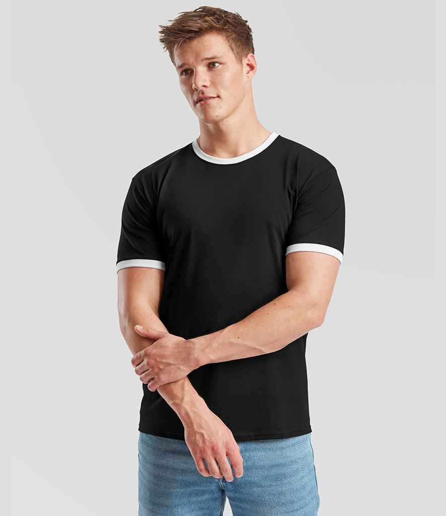 Fruit of the Loom Contrast Ringer T-Shirt - Black/White