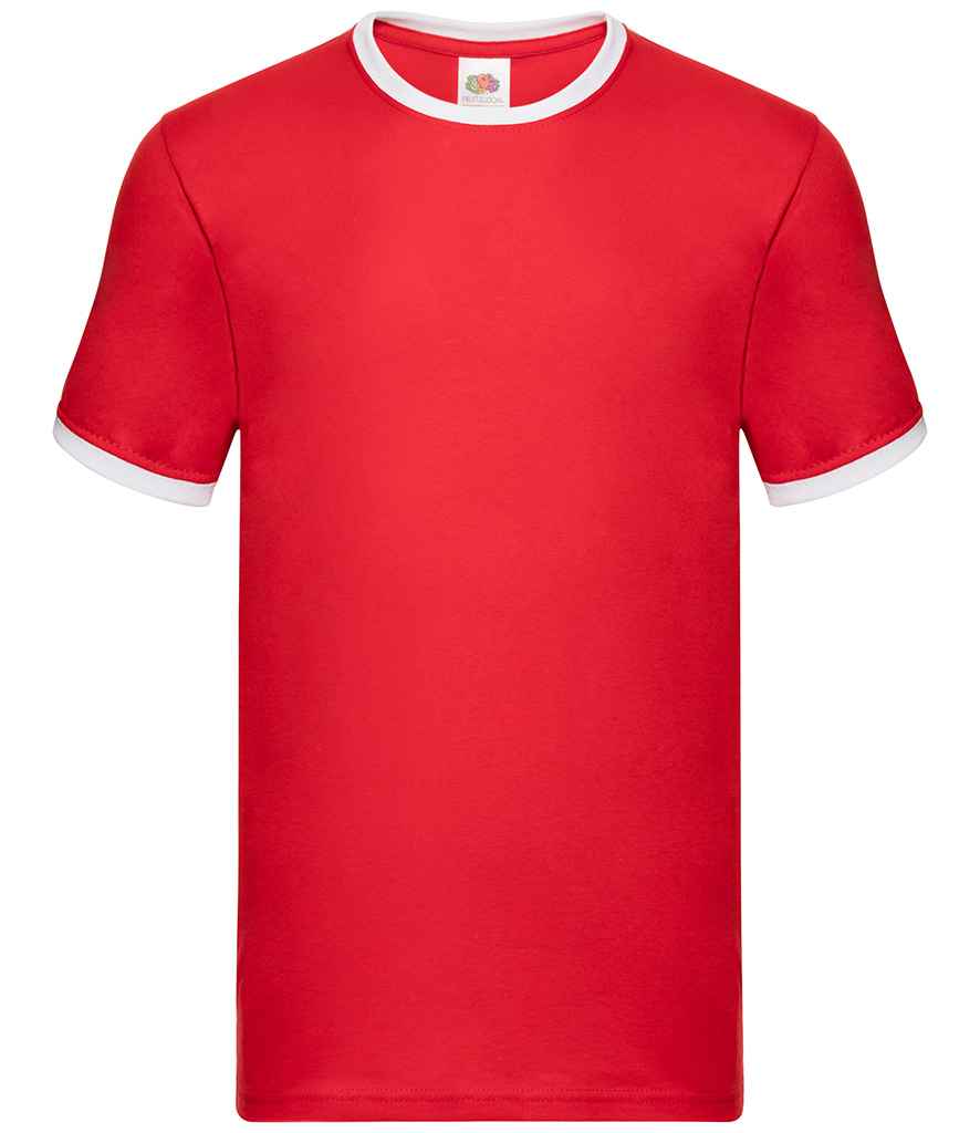 Fruit of the Loom Contrast Ringer T-Shirt - Red/White