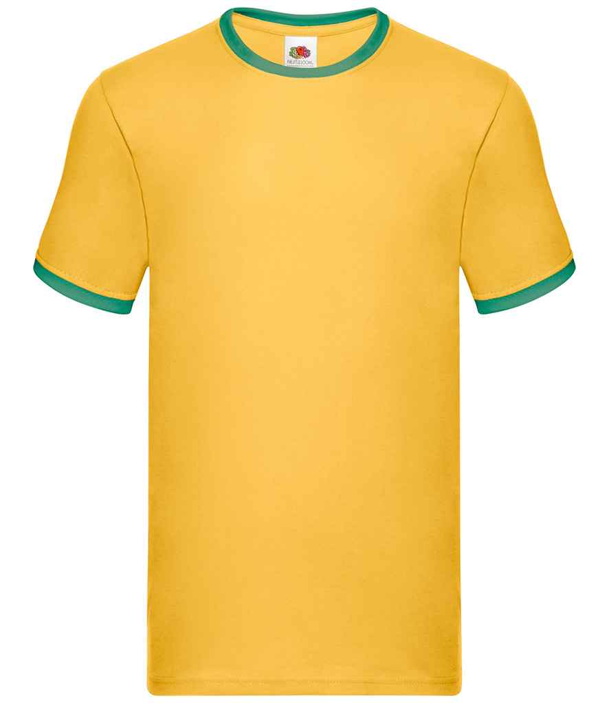 Fruit of the Loom Contrast Ringer T-Shirt - Sunflower/Kelly Green