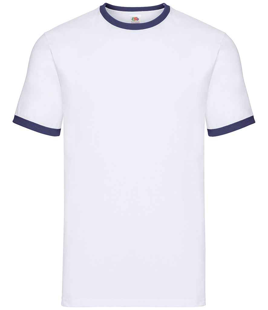 Fruit of the Loom Contrast Ringer T-Shirt - White/Navy