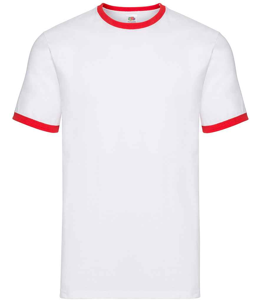 Fruit of the Loom Contrast Ringer T-Shirt - White/Red