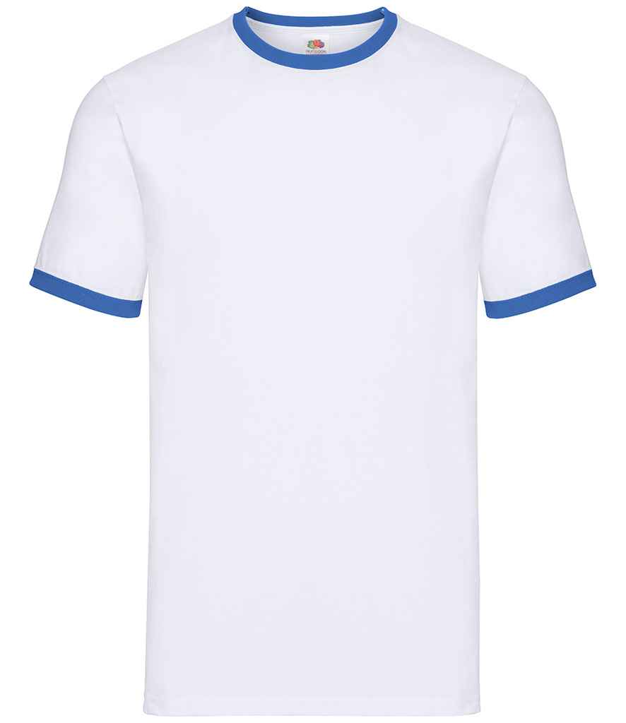 Fruit of the Loom Contrast Ringer T-Shirt - White/Royal Blue