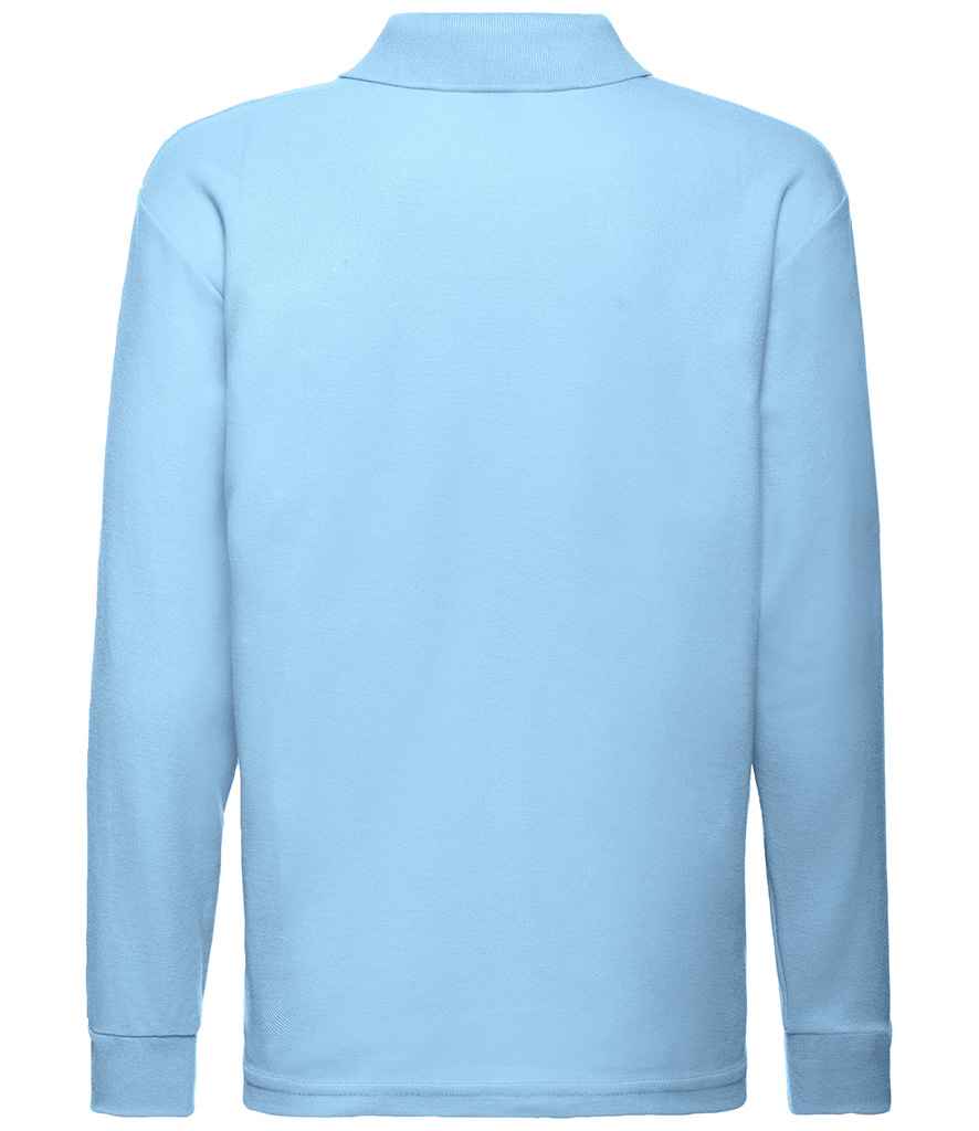 Fruit of the Loom Kids Long Sleeve Poly/Cotton Piqué Polo Shirt - Sky Blue