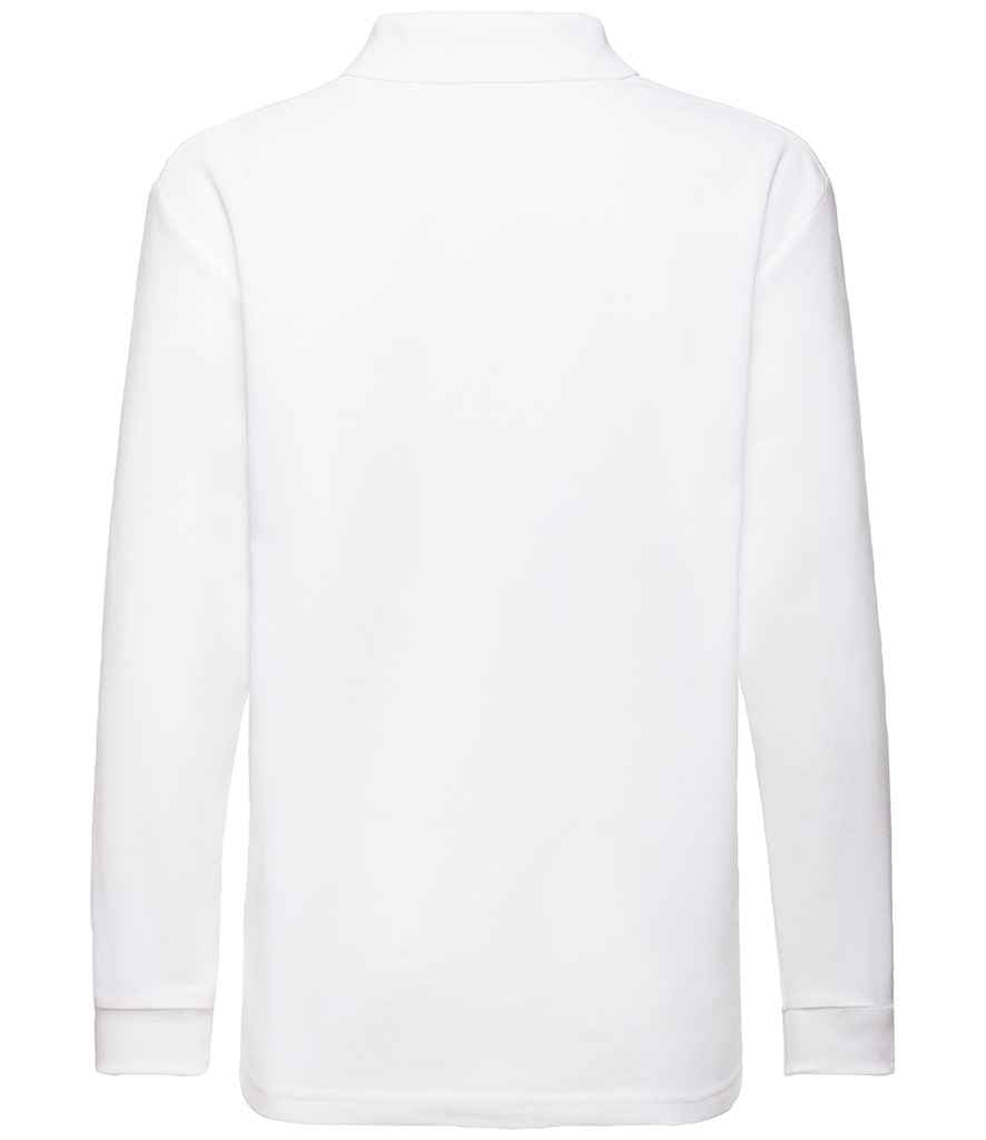 Fruit of the Loom Kids Long Sleeve Poly/Cotton Piqué Polo Shirt - White
