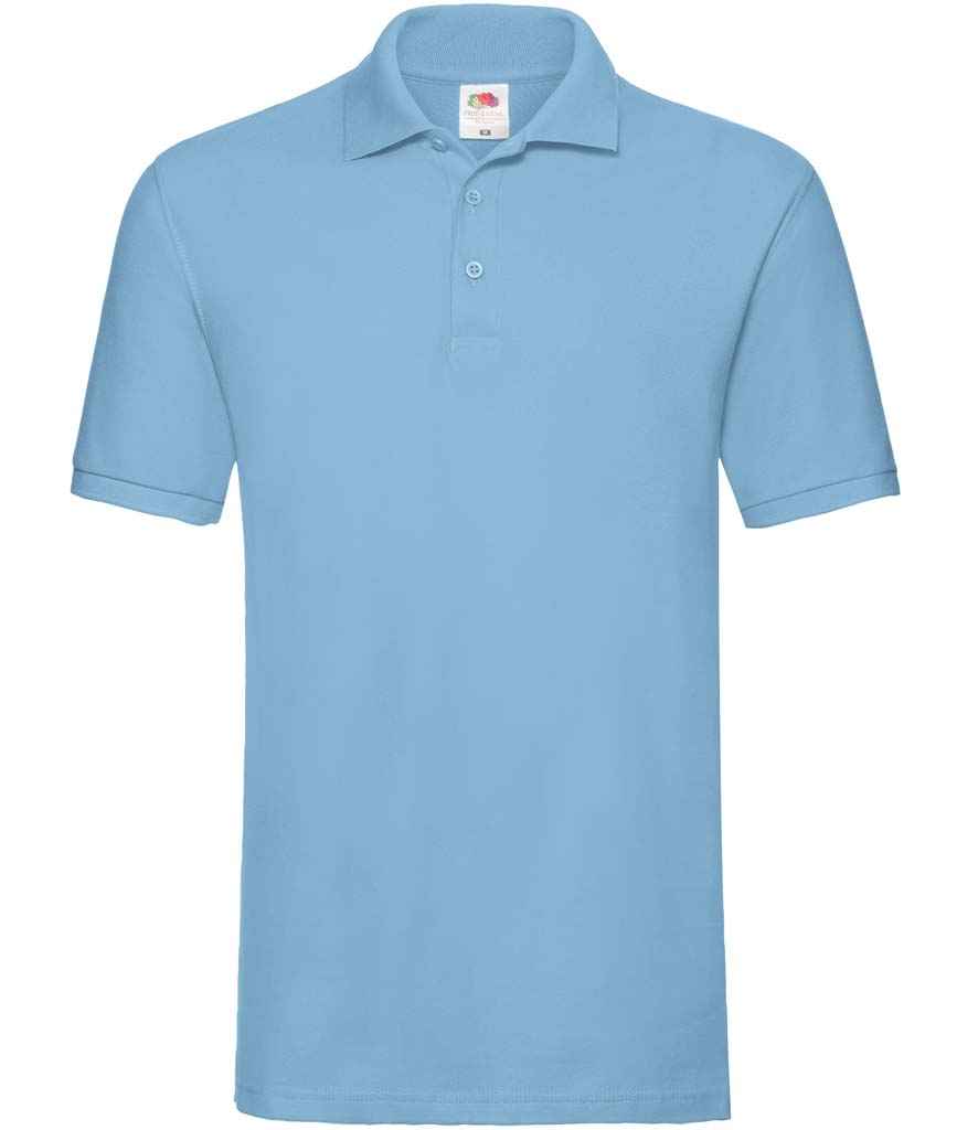 Fruit of the Loom Premium Cotton Piqué Polo Shirt - Sky Blue