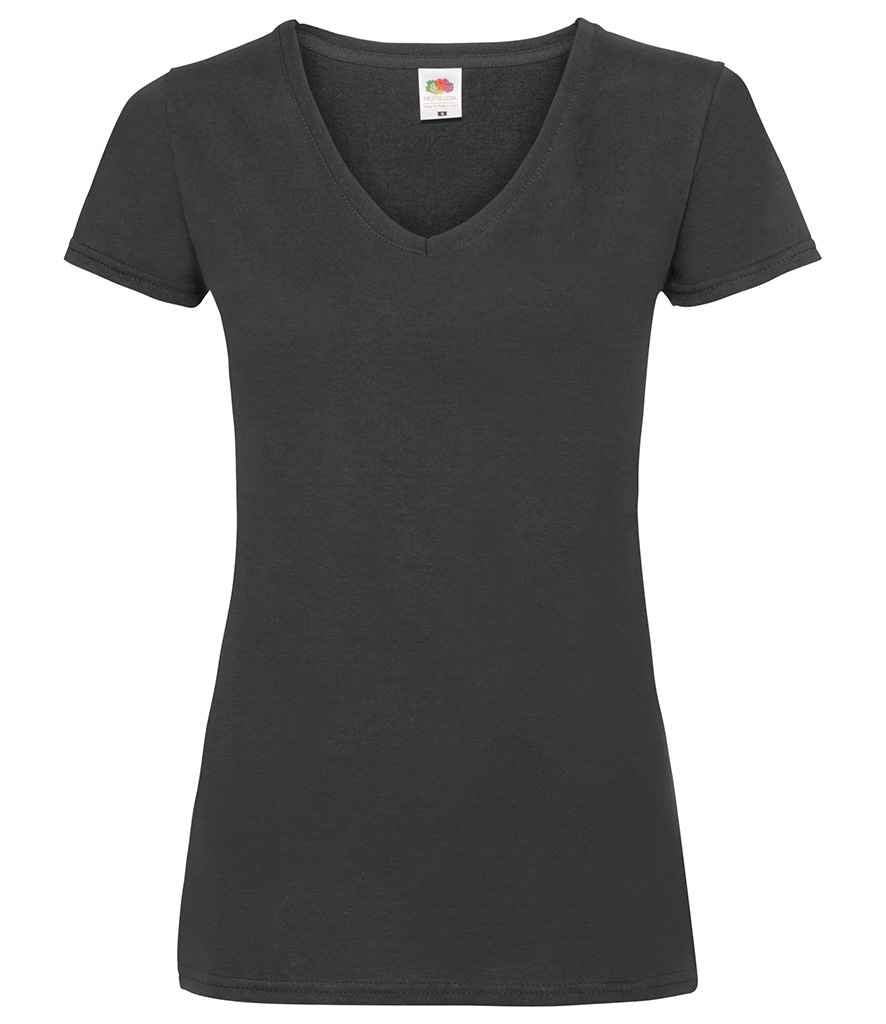 Fruit of the Loom Lady Fit Value V Neck T-Shirt - Black