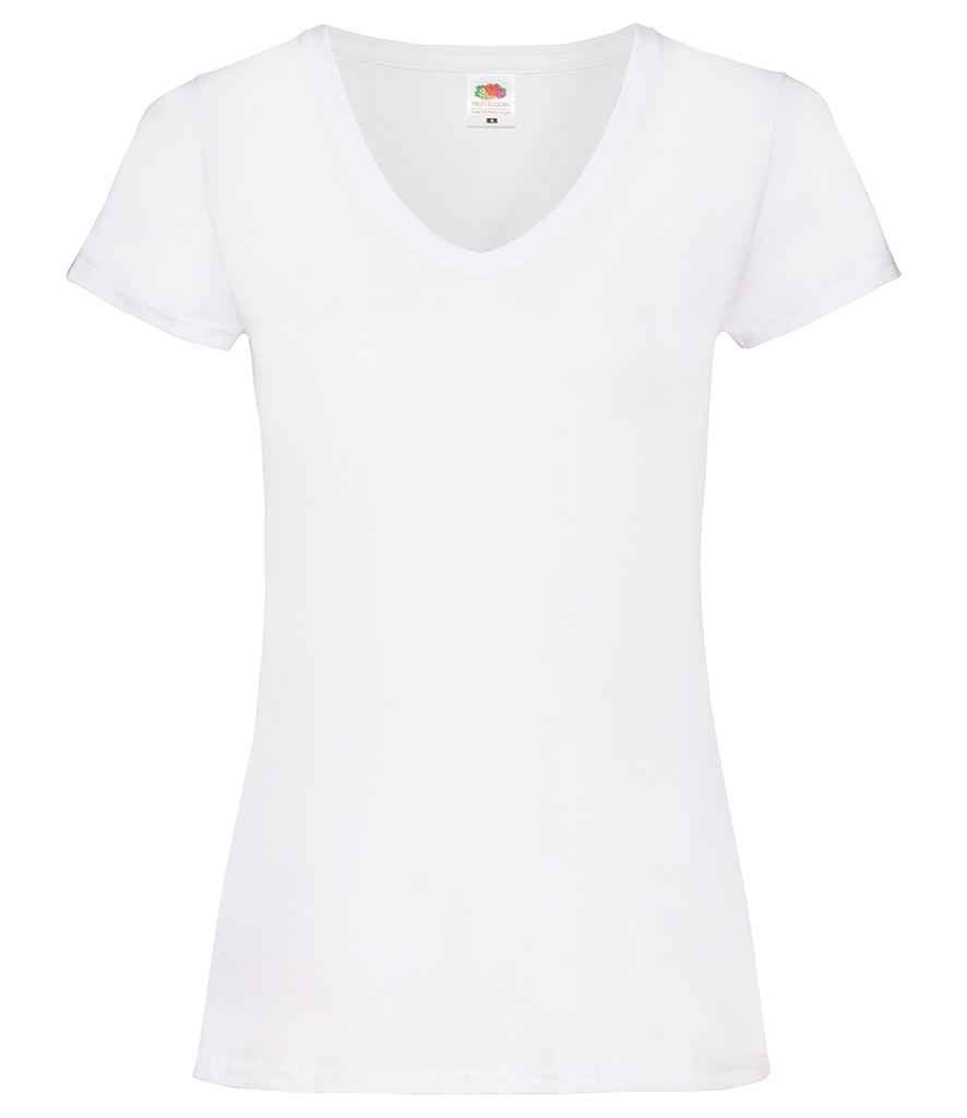Fruit of the Loom Lady Fit Value V Neck T-Shirt - White