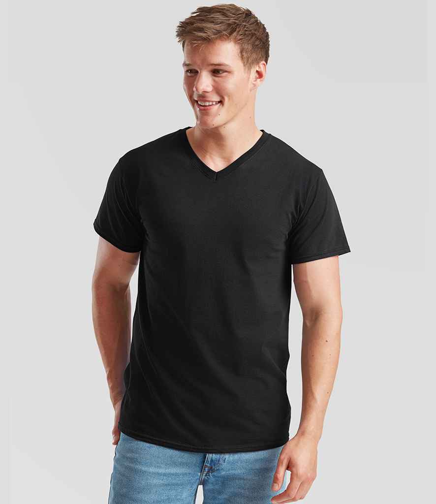 Fruit of the Loom V Neck Value T-Shirt - Black