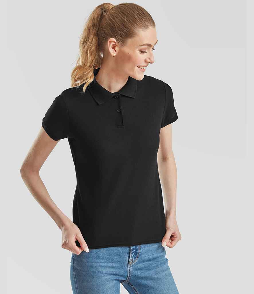Fruit of the Loom Lady Fit Piqué Polo Shirt - Black
