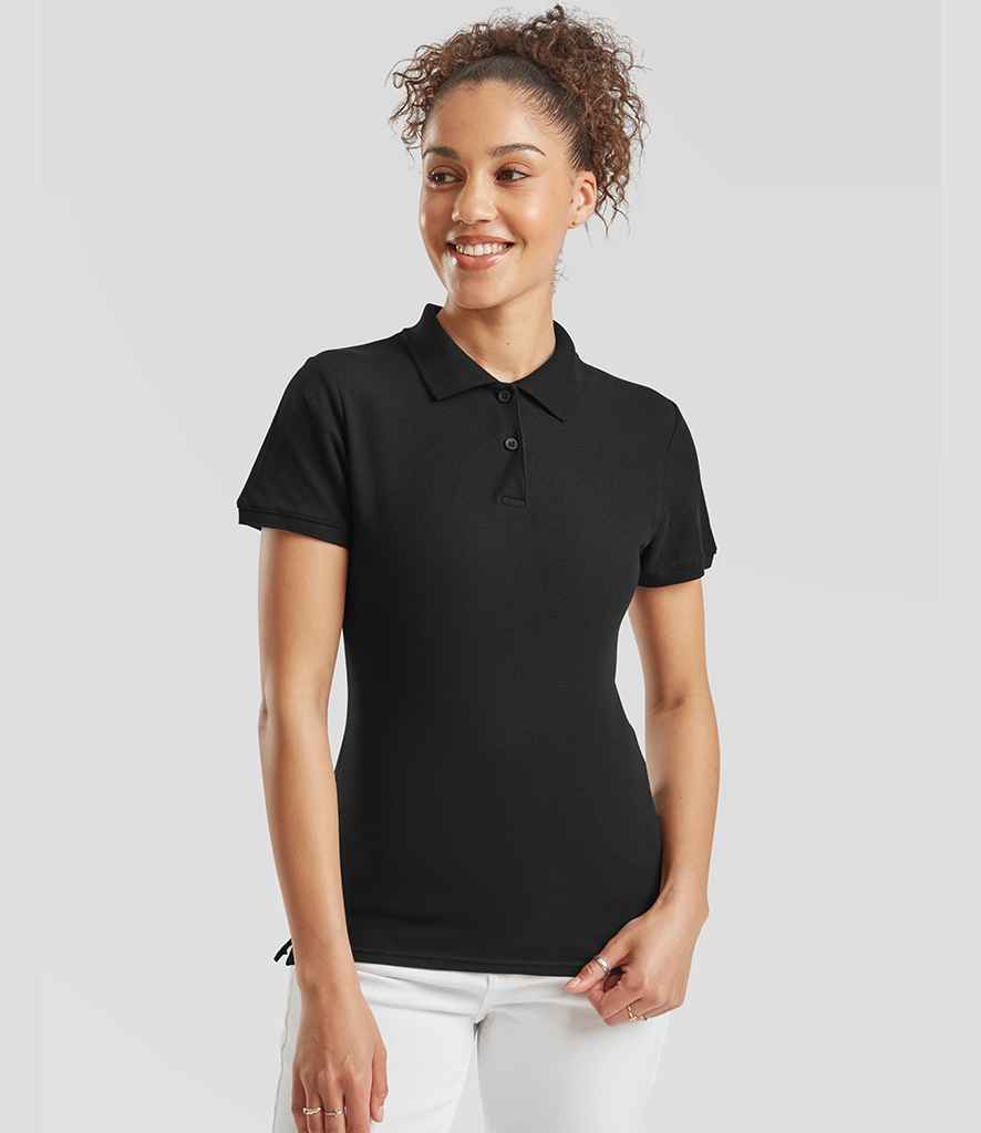 Fruit of the Loom Lady-Fit Premium Cotton Piqué Polo Shirt - Black