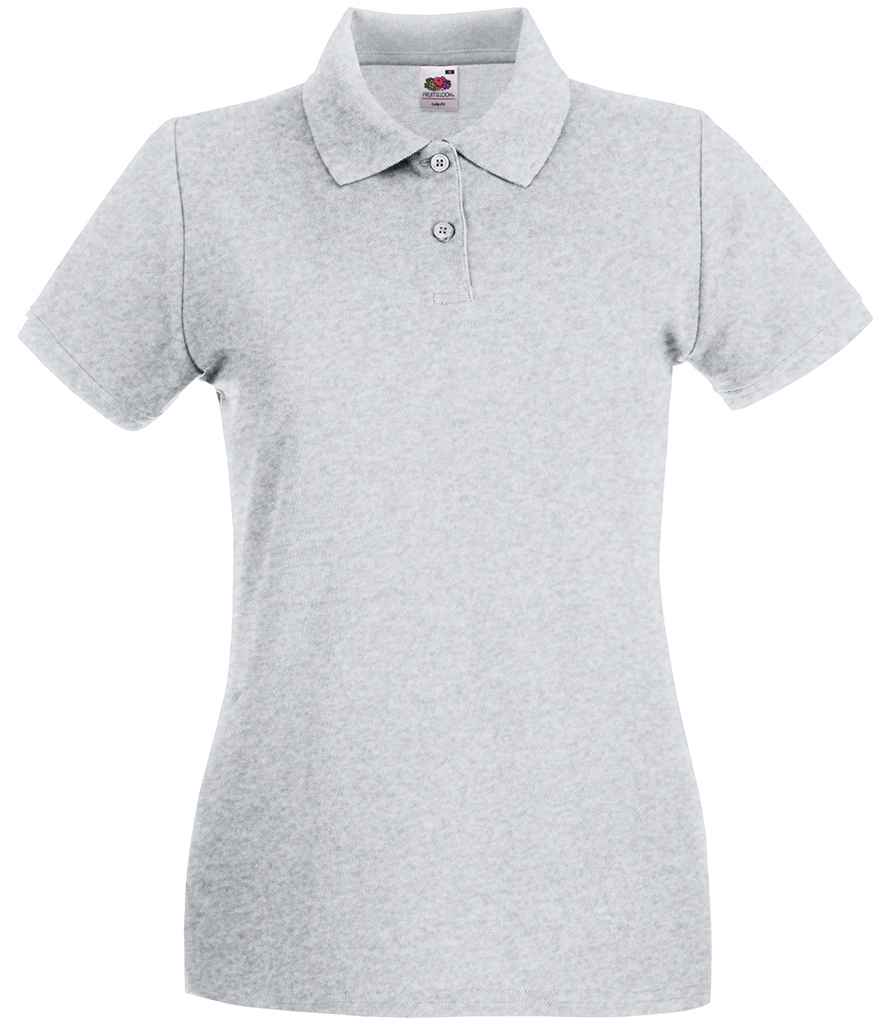Fruit of the Loom Lady-Fit Premium Cotton Piqué Polo Shirt - Heather Grey