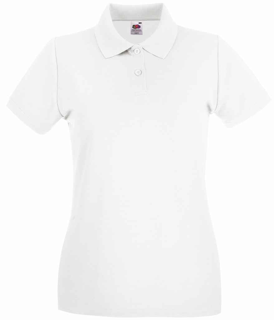 Fruit of the Loom Lady-Fit Premium Cotton Piqué Polo Shirt - White
