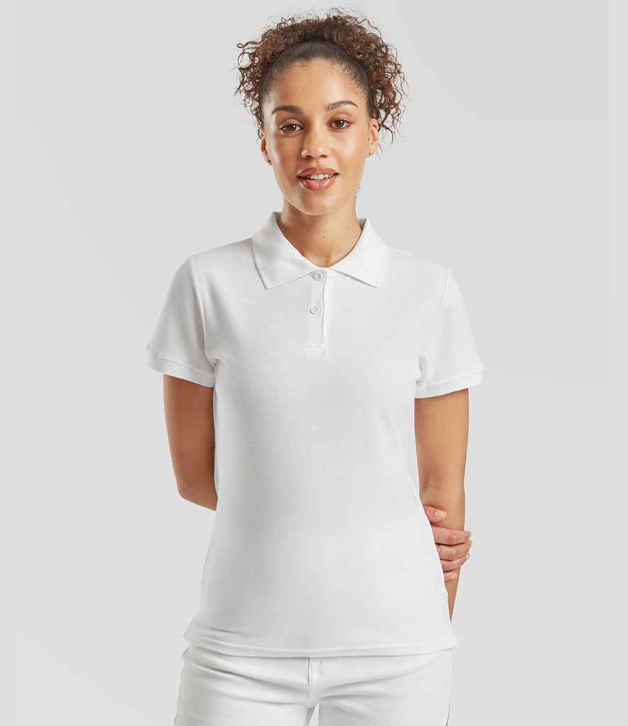 Fruit of the Loom Lady-Fit Premium Cotton Piqué Polo Shirt - White