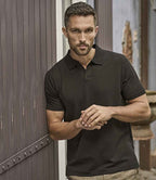 Tee Jays Luxury Stretch V Neck Polo Shirt - Black