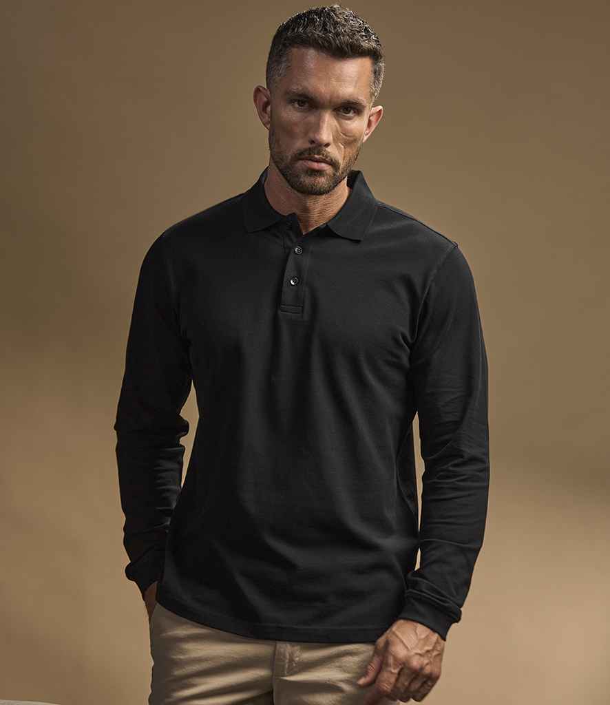 Tee Jays Luxury Stretch Long Sleeve Polo Shirt - Black
