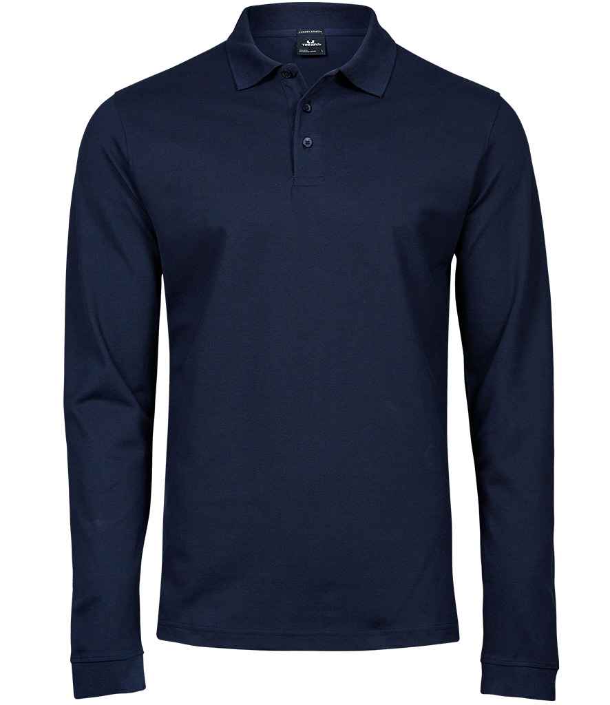 Tee Jays Luxury Stretch Long Sleeve Polo Shirt - Navy