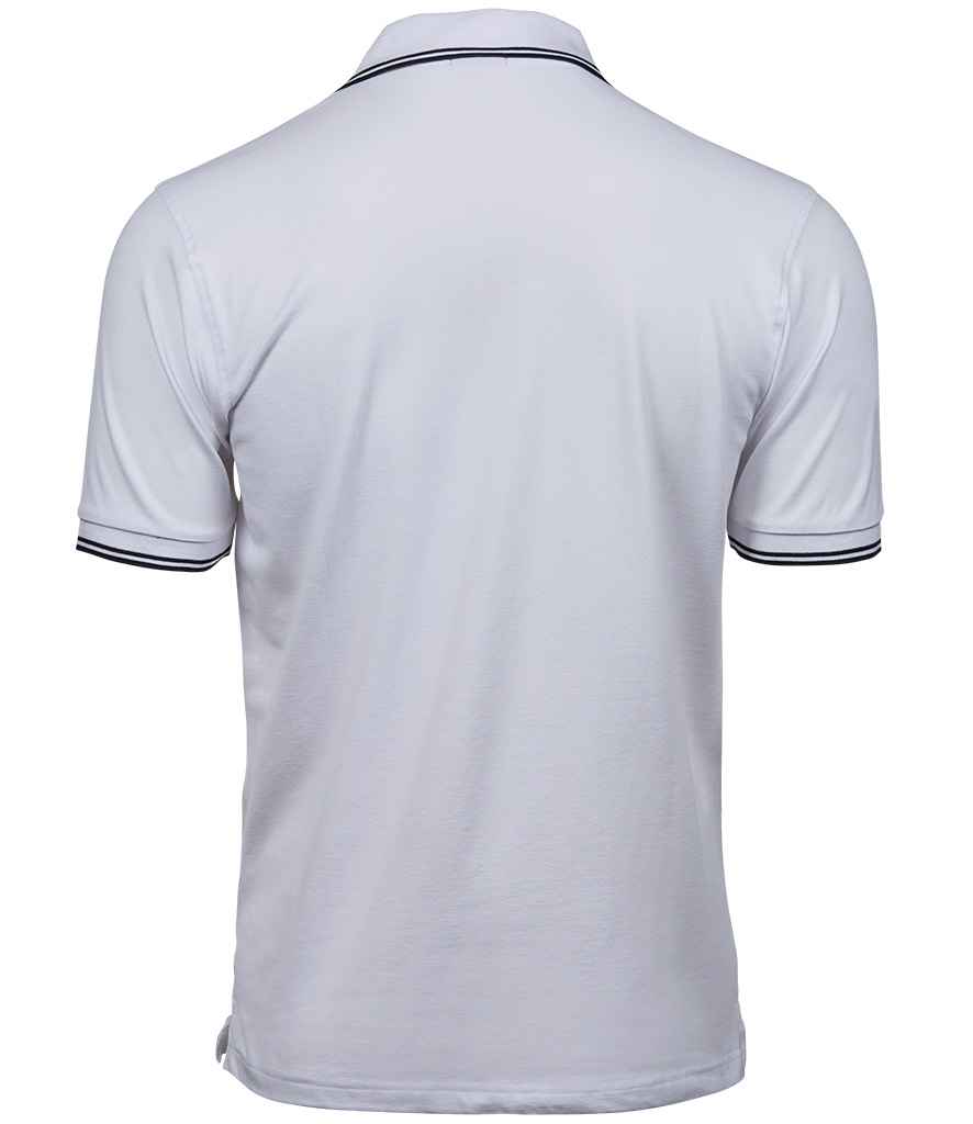 Tee Jays Luxury Stretch Tipped Polo Shirt - White/Navy