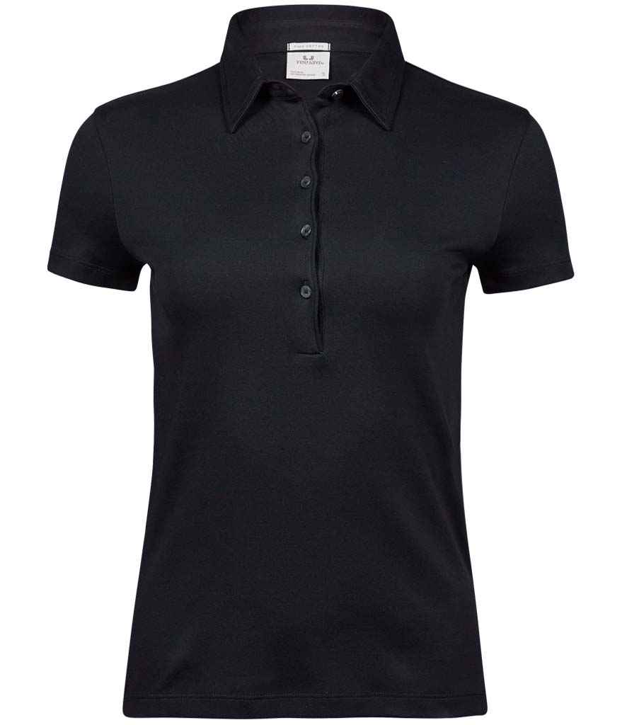 Tee Jays Ladies Pima Cotton Interlock Polo Shirt - Black
