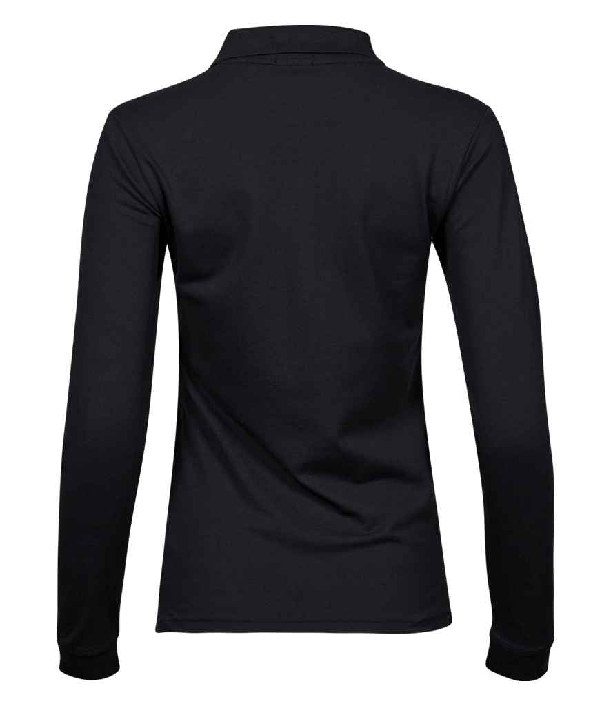 Tee Jays Ladies Luxury Stretch Long Sleeve Polo Shirt - Black