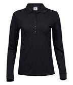 Tee Jays Ladies Luxury Stretch Long Sleeve Polo Shirt - Black