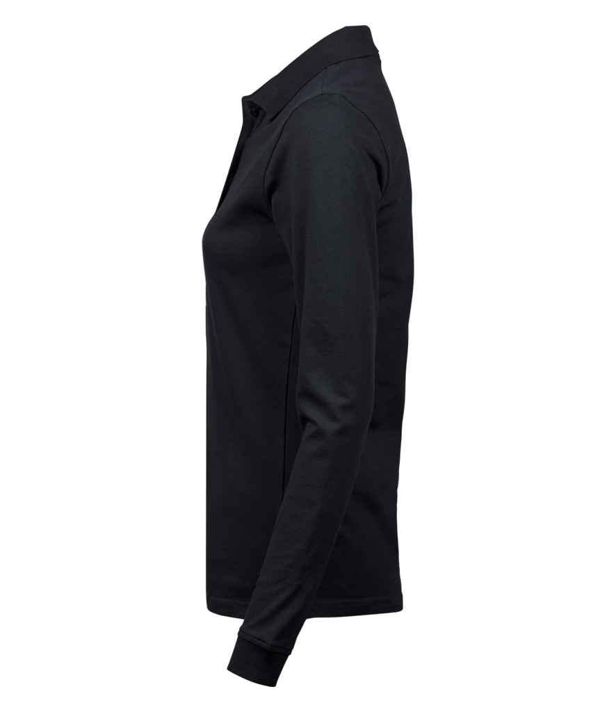 Tee Jays Ladies Luxury Stretch Long Sleeve Polo Shirt - Black
