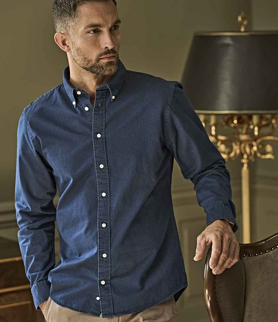 Tee Jays Long Sleeve Casual Twill Shirt - Indigo
