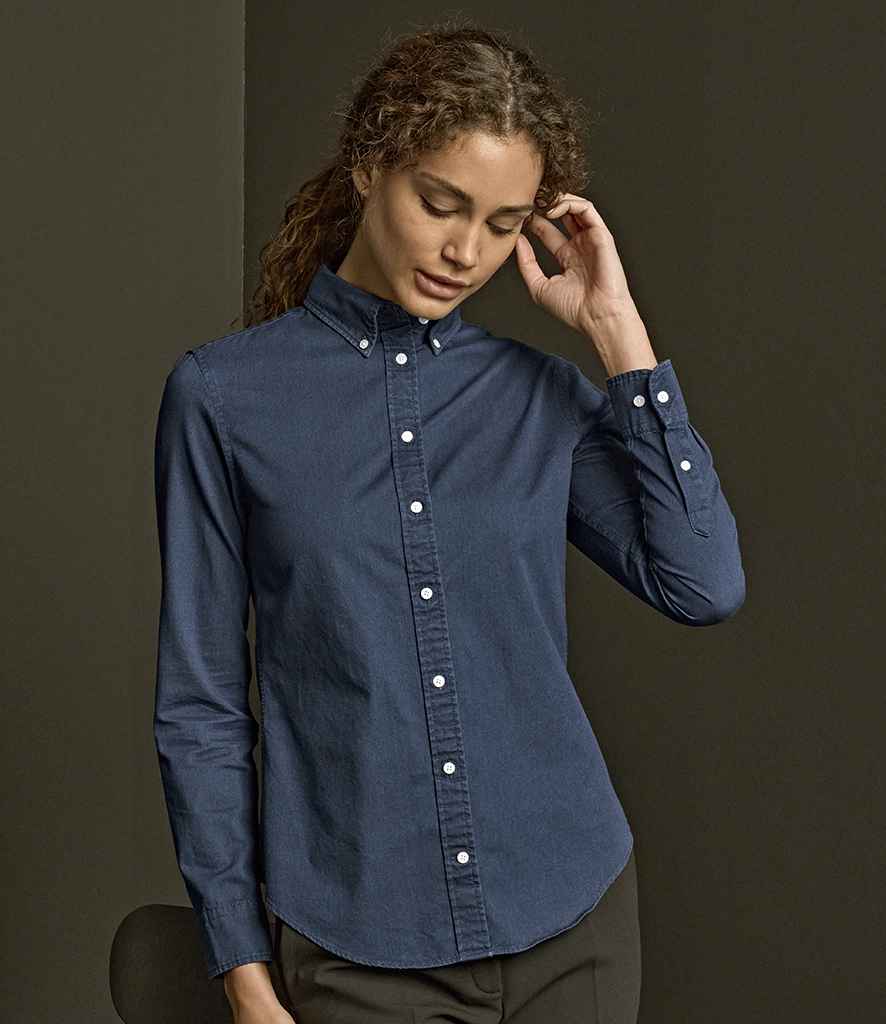 Tee Jays Ladies Long Sleeve Casual Twill Shirt - Indigo