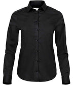 Tee Jays Ladies Stretch Luxury Long Sleeve Poplin Shirt - Black