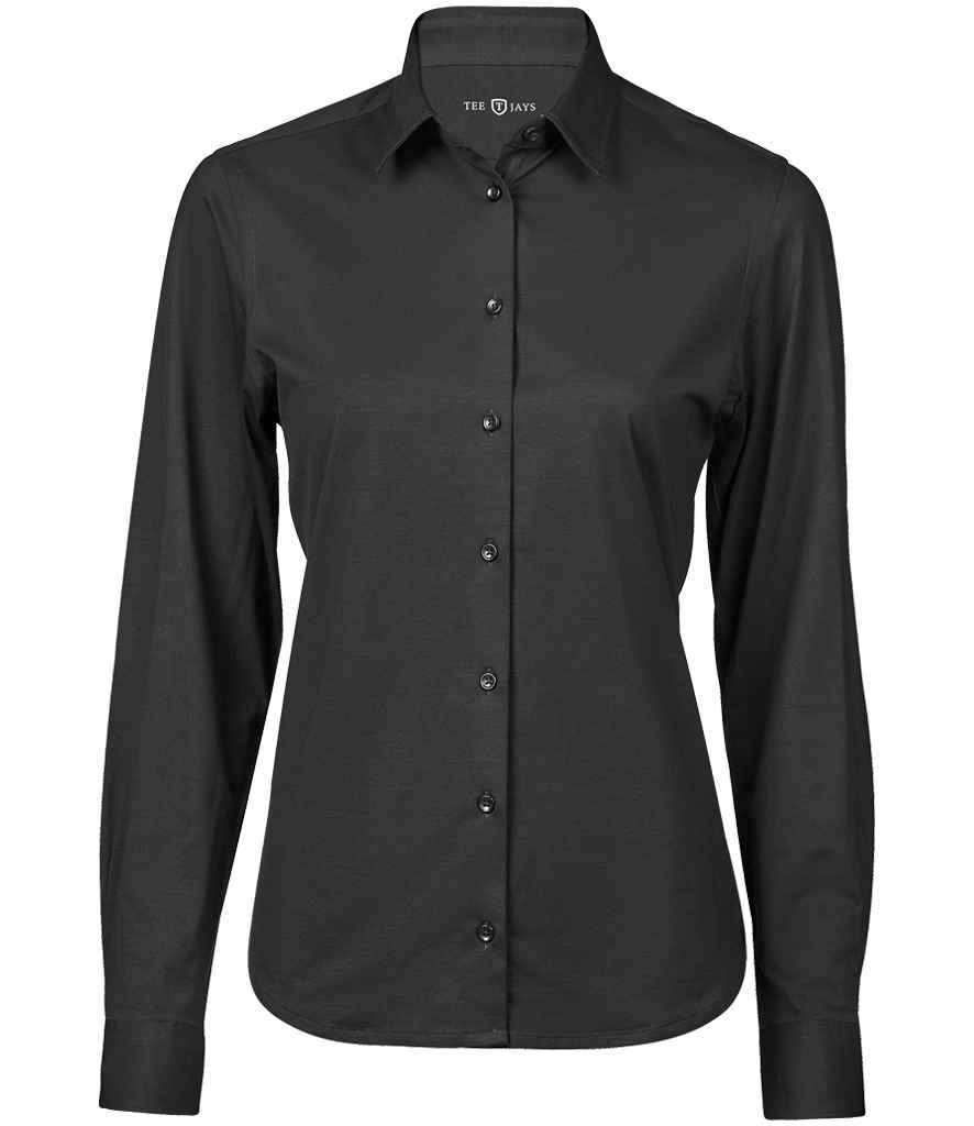 Tee Jays Ladies Active Long Sleeve Stretch Shirt - Black
