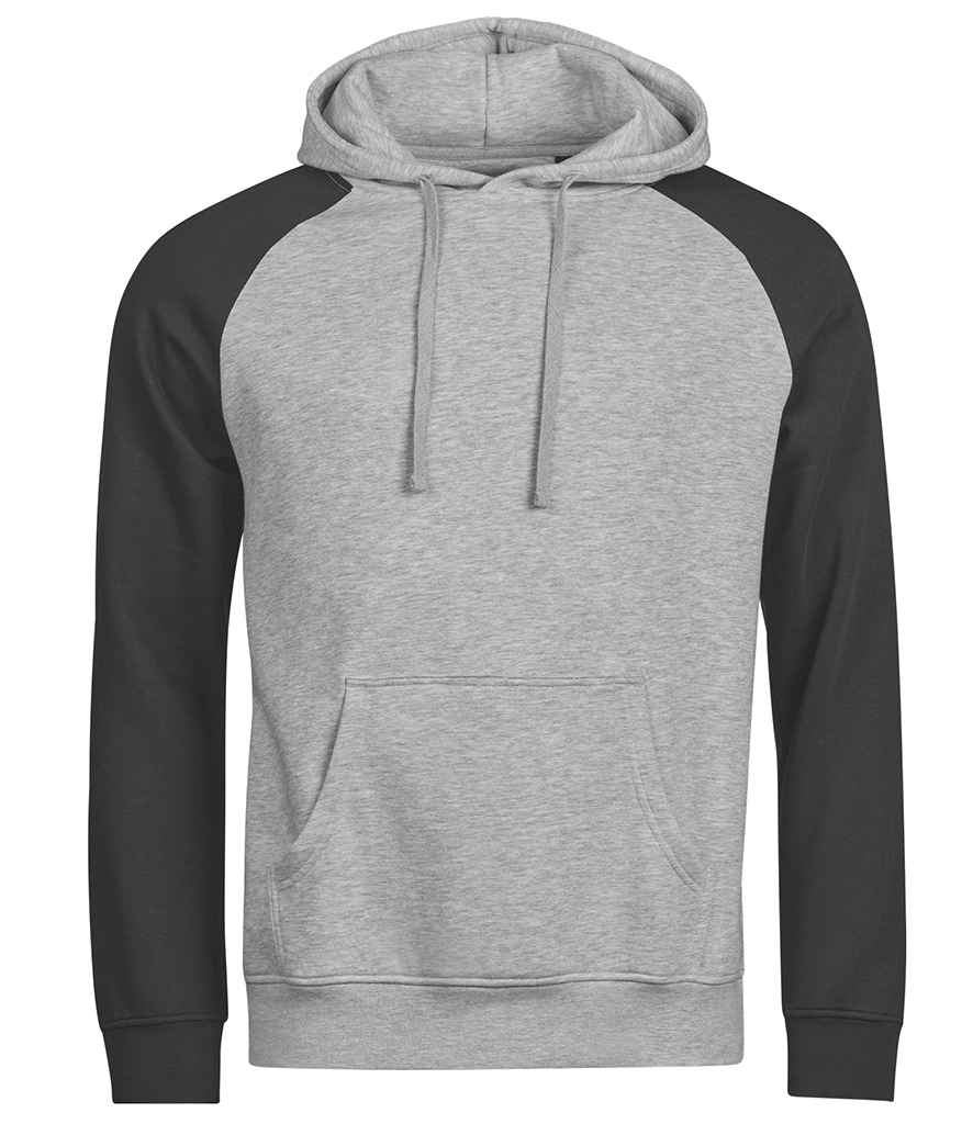 Tee Jays Unlabeled Two-Tone Hooded Sweatshirt - Heather Grey/Black