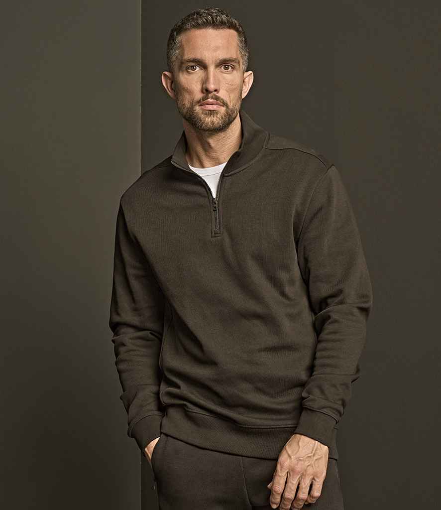 Tee Jays Ribbed Interlock Half Zip Sweatshirt - Black