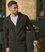 Tee Jays Ribbed Interlock Full Zip Hooded Sweatshirt - Black