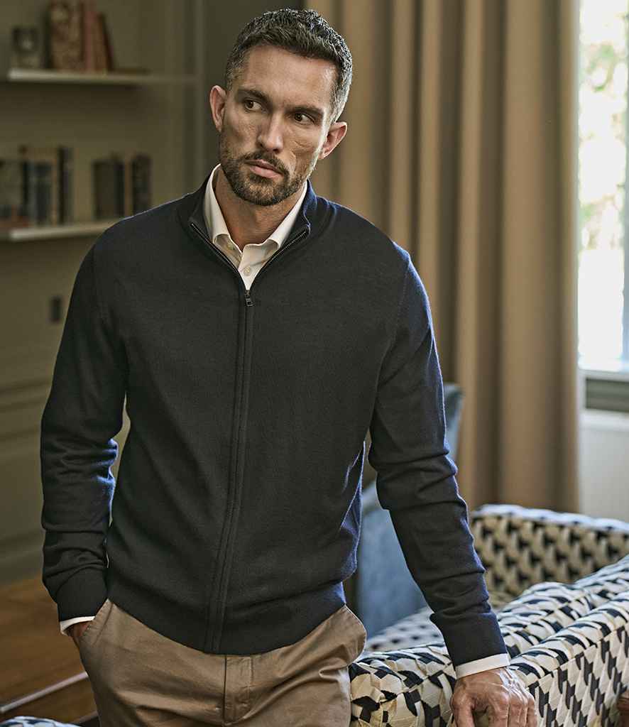 Tee Jays Knitted Full Zip Sweater - Black